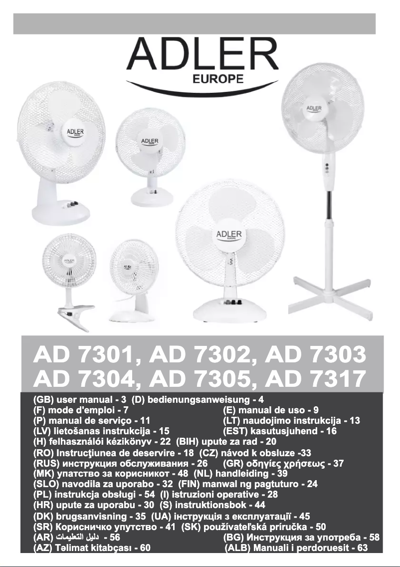 Image de la première page du manuel de l'appareil AD 7303