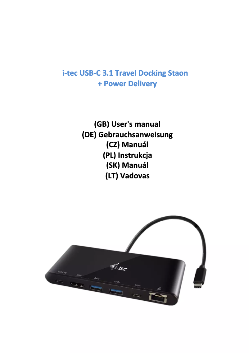 Page 1 de la notice Manuel utilisateur i-TEC C31MINIDOCKPD