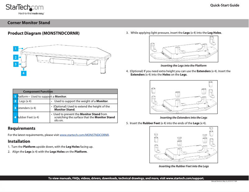 Page 1 de la notice Manuel utilisateur StarTech.com MONSTNDCORNR