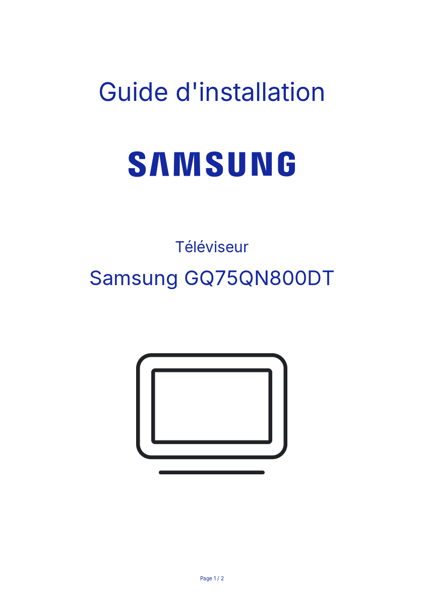 Page n°1 - Guide d'installation Samsung GQ75QN800DT