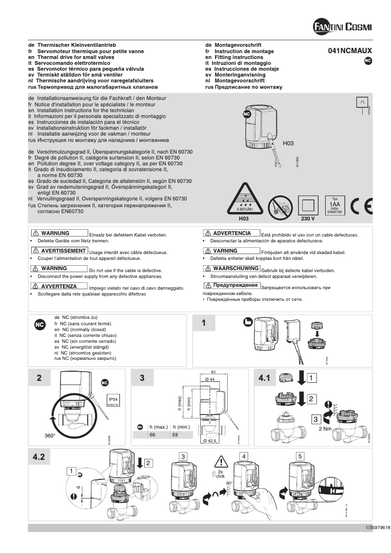 Page 1 de la notice Manuel utilisateur Fantini Cosmi O41NCMAUX