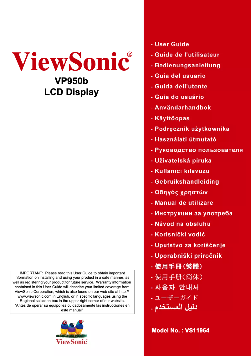 Page 1 de la notice Manuel utilisateur Viewsonic VP950b