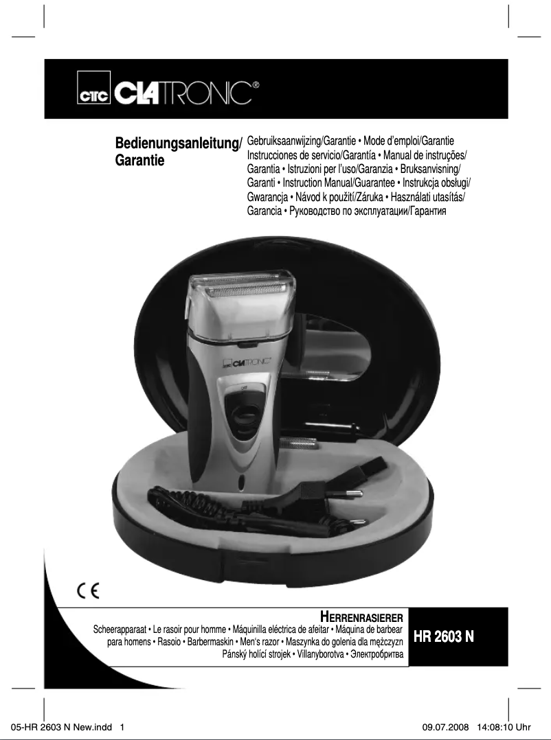 Page 1 de la notice Manuel utilisateur Clatronic HR 2603