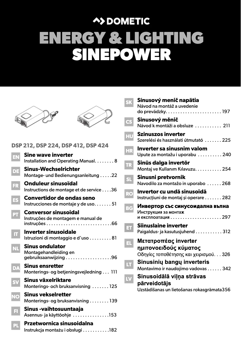 Page 1 de la notice Manuel utilisateur Dometic SinePower DSP 424