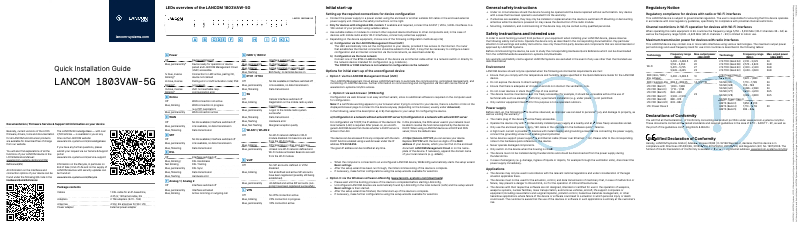 Page 1 de la notice Guide d'installation Lancom 1803VAW-5G