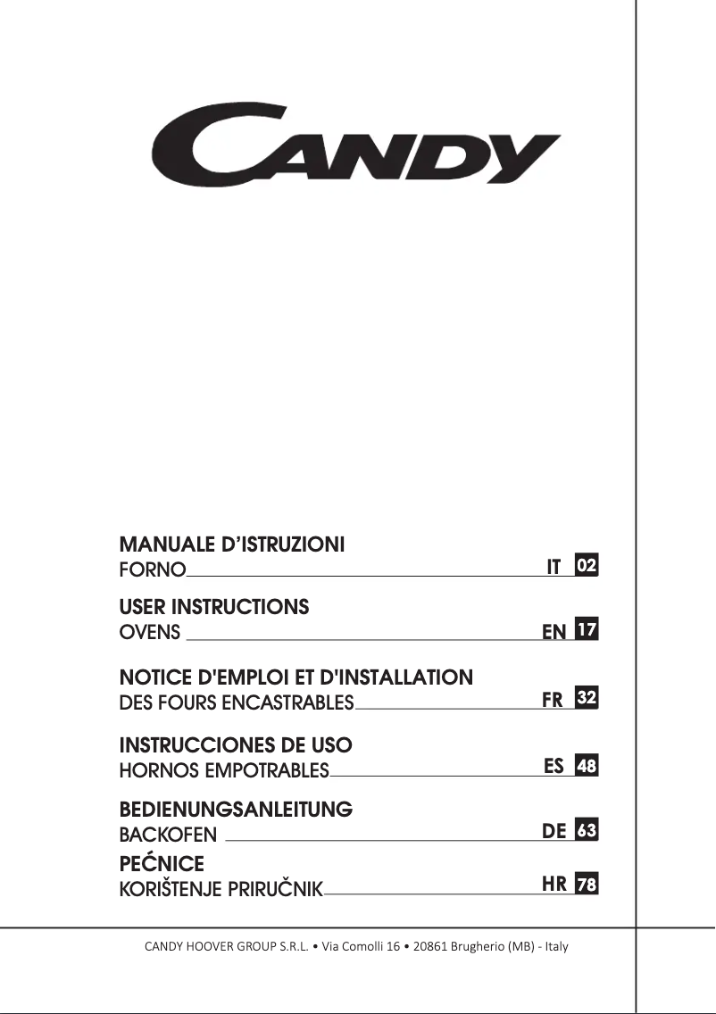 Page n°1 - Manuel utilisateur Candy FCEK826XL/E