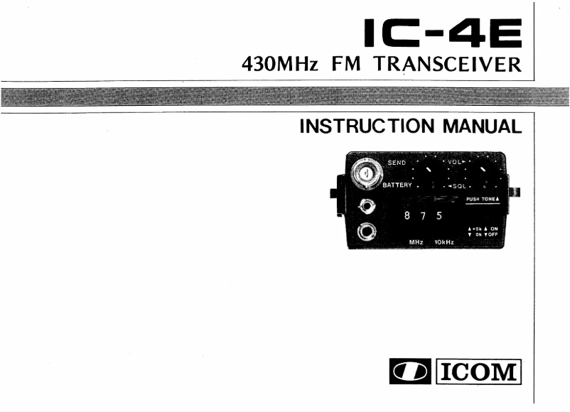 Page n°1 - Manuel utilisateur ICOM IC-4E