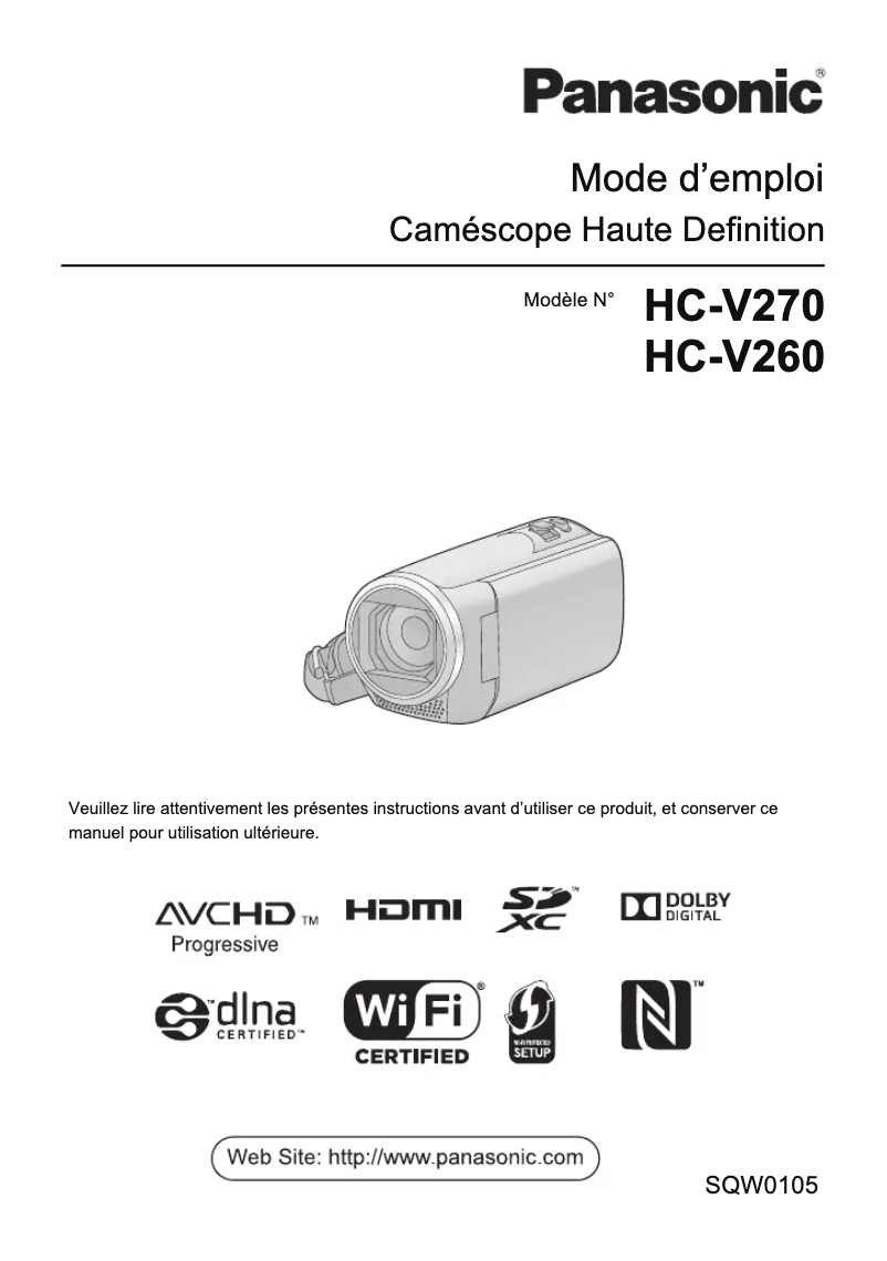 Page n°1 - Manuel utilisateur Panasonic HC-V270