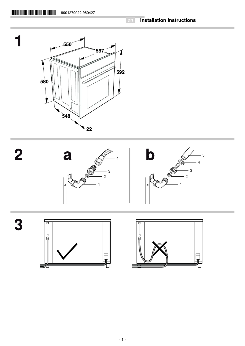 Page 1 de la notice Guide d'installation Siemens HG10LG050M