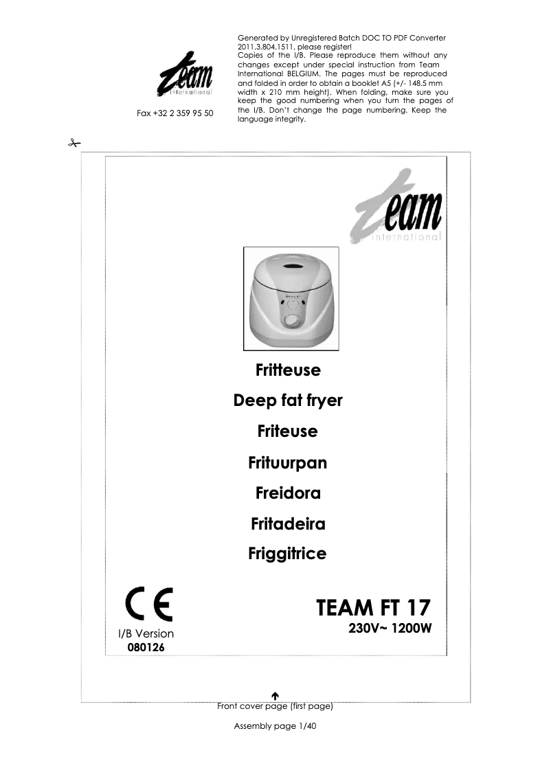 Page n°1 - Manuel utilisateur Team FT 17