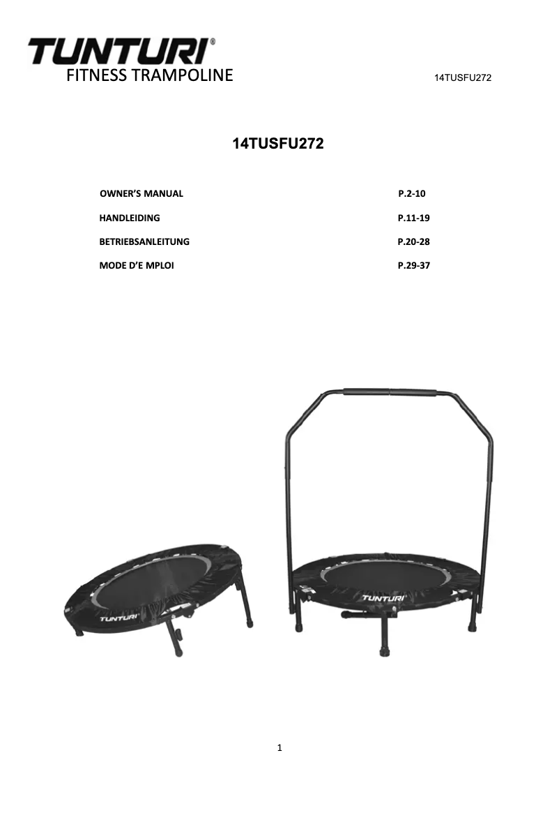 Page 1 de la notice Manuel utilisateur Tunturi 14TUSFU272