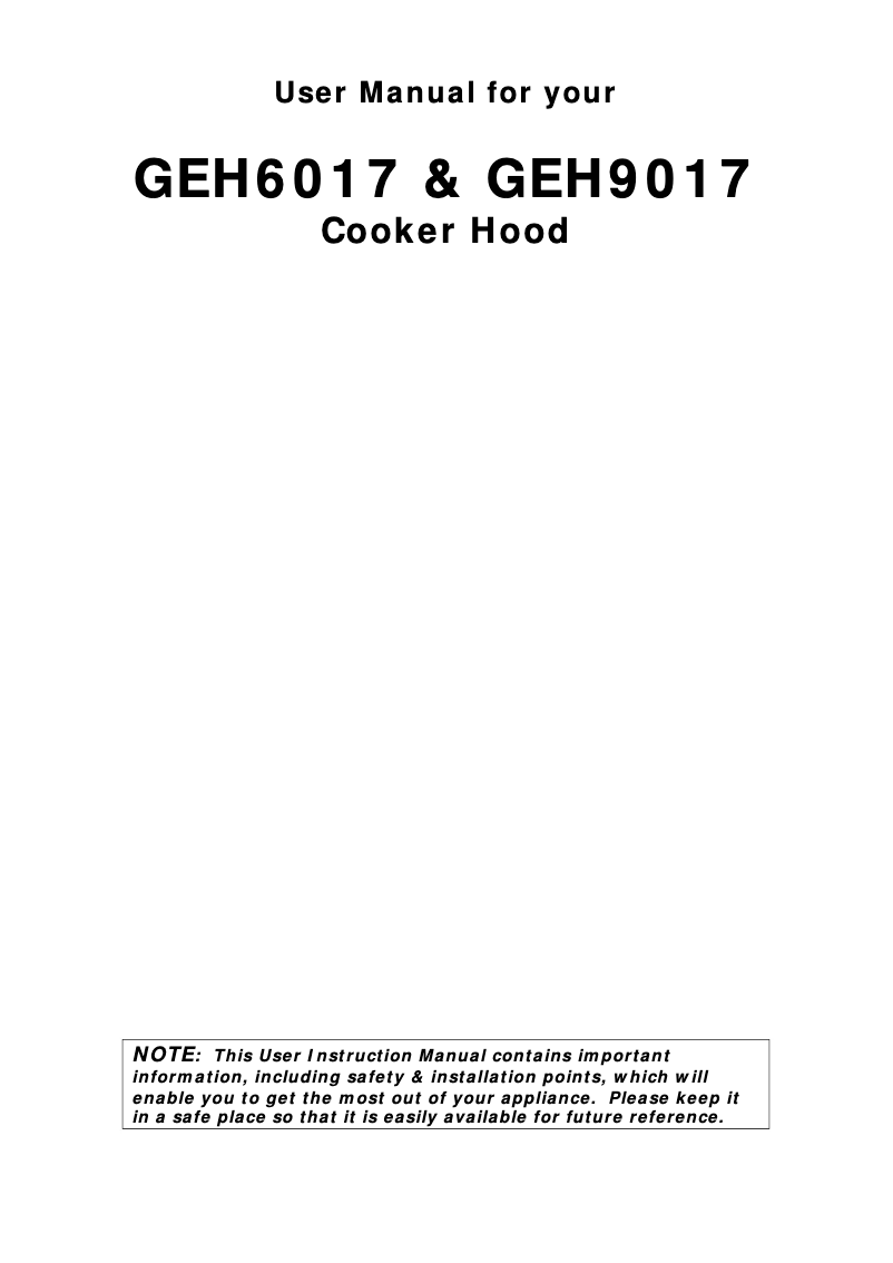 Image de la première page du manuel de l'appareil GEH6017