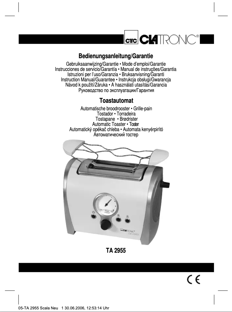 Page 1 de la notice Manuel utilisateur Clatronic TA 2955