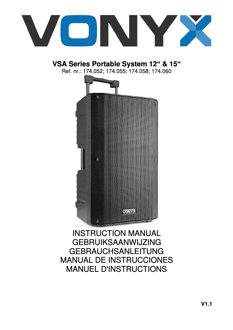 Page 1 de la notice Manuel utilisateur Vonyx VSA500-BP