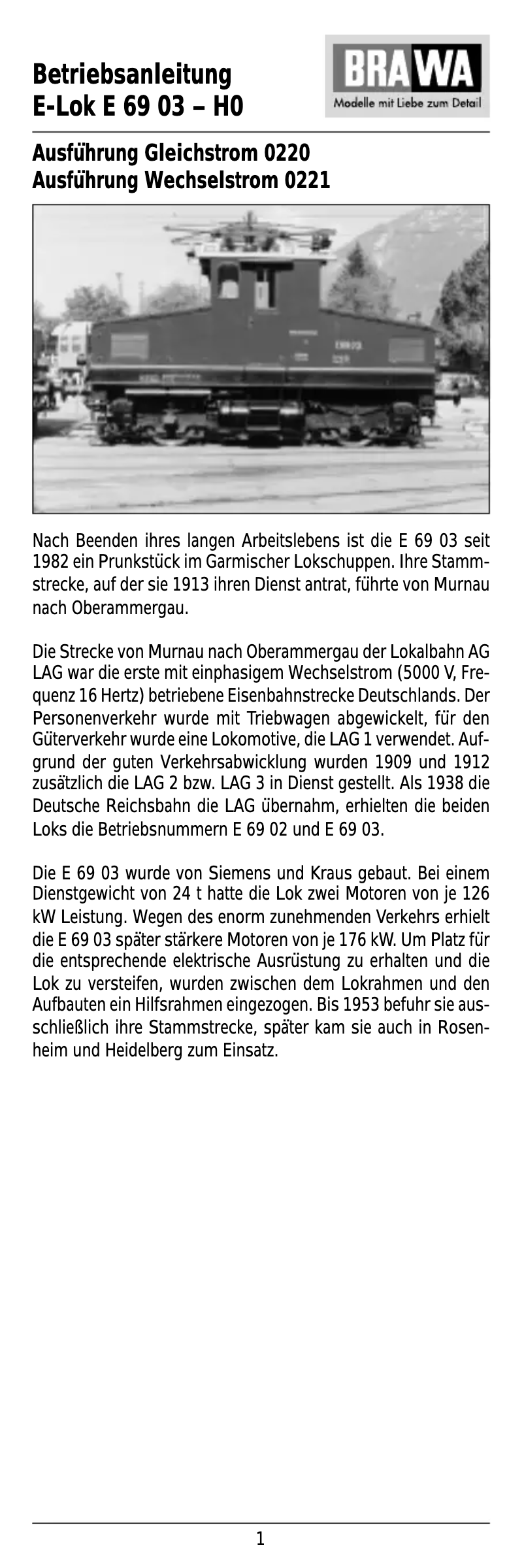 Image de la première page du manuel de l'appareil 0221 E 69 03 (HO)