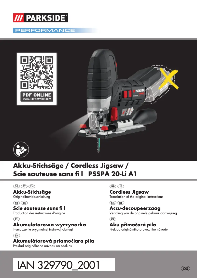 Page 1 de la notice Manuel utilisateur Parkside PSSPA 20-Li A1