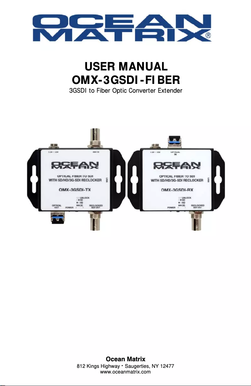Image de la première page du manuel de l'appareil OMX-3GSDI-FIBER