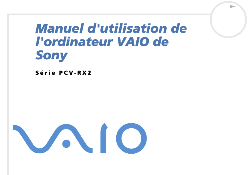 Page 1 de la notice Manuel utilisateur Sony Vaio PCV-RX2D