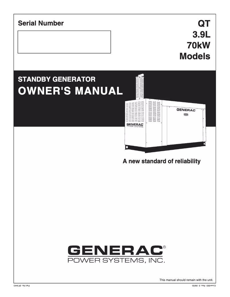 Page 1 de la notice Manuel utilisateur Generac QT07039ANSN