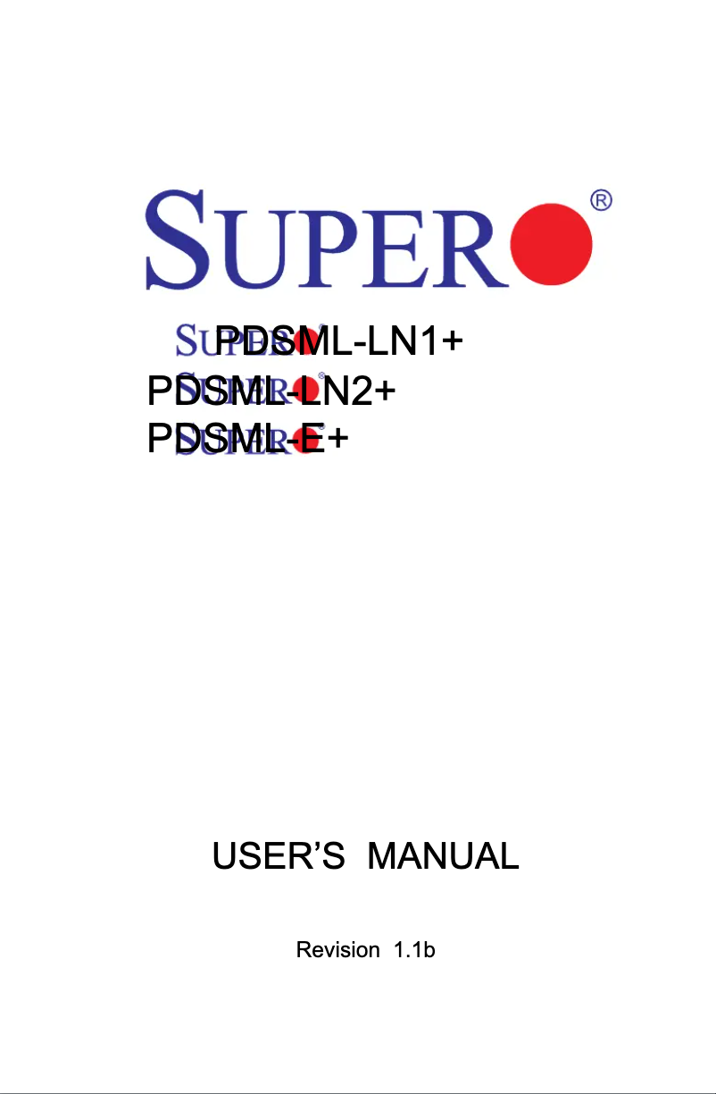 Page n°1 - Manuel utilisateur Supermicro PDSML-E+
