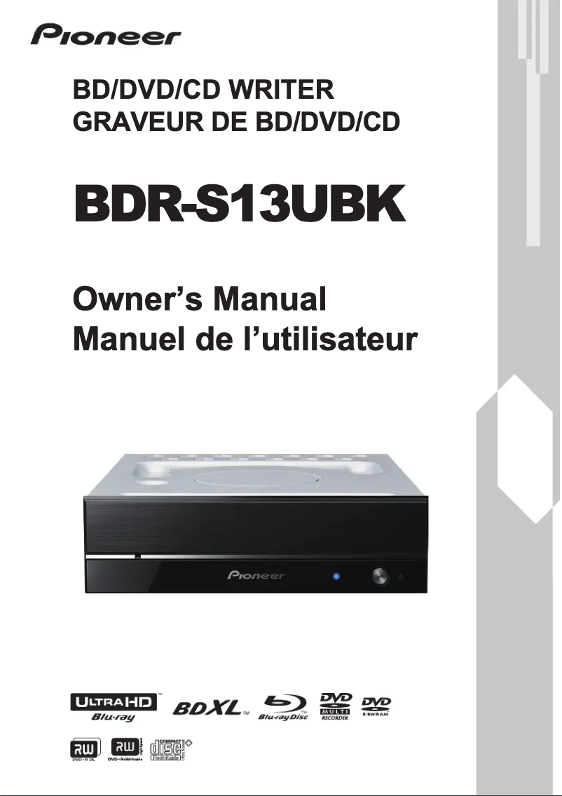 Page n°1 - Manuel utilisateur Pioneer BDR-S13UBK