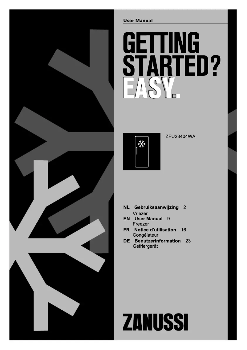 Image de la première page du manuel de l'appareil ZFU 23404 WA