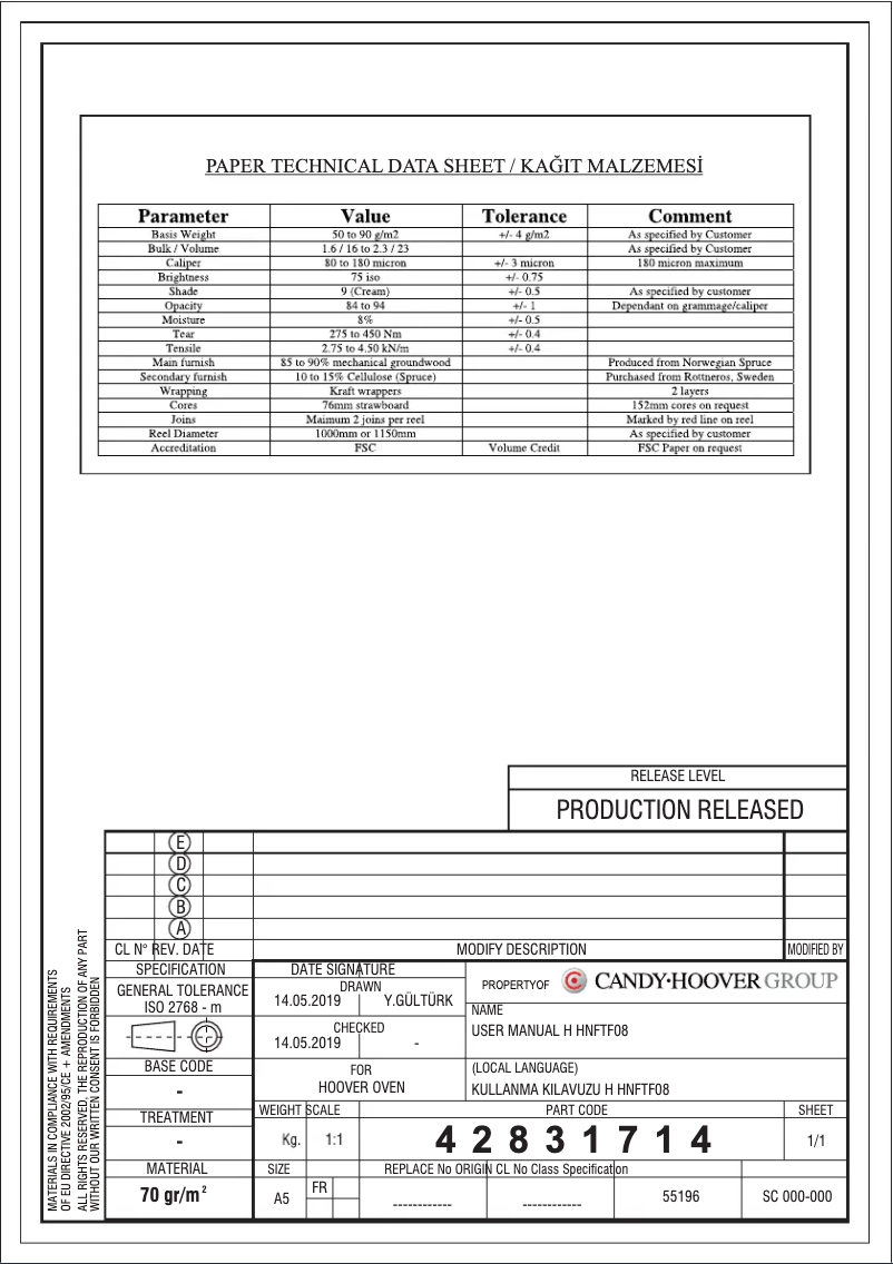 Page n°1 - Manuel utilisateur Hoover H-OVEN 500 PLUS HOZ7173IN WF/E