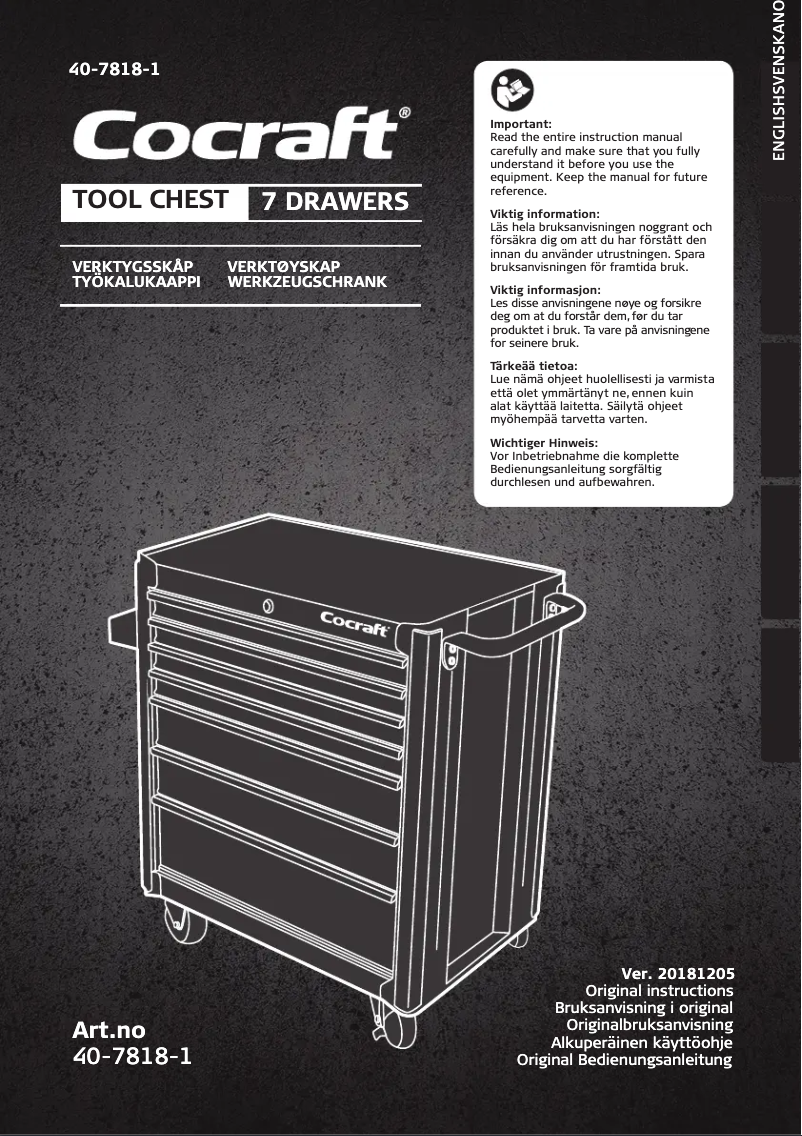 Page n°1 - Manuel utilisateur Cocraft 40-7818-1