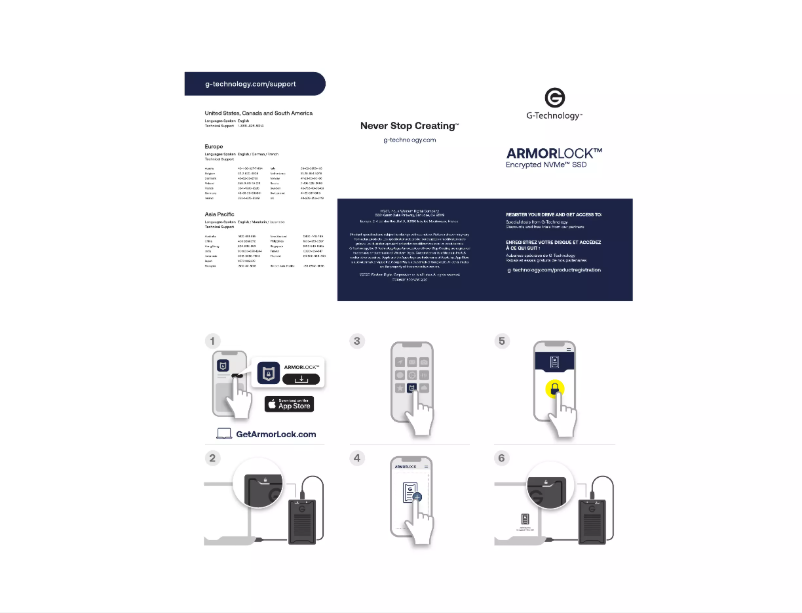 Page 1 de la notice Guide d'installation G-Technology ArmorLock