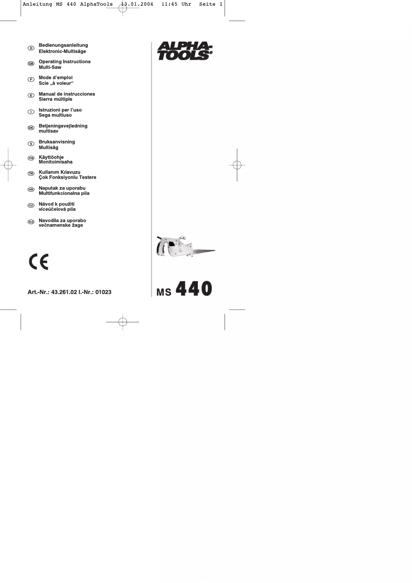 Image de la première page du manuel de l'appareil MS 440