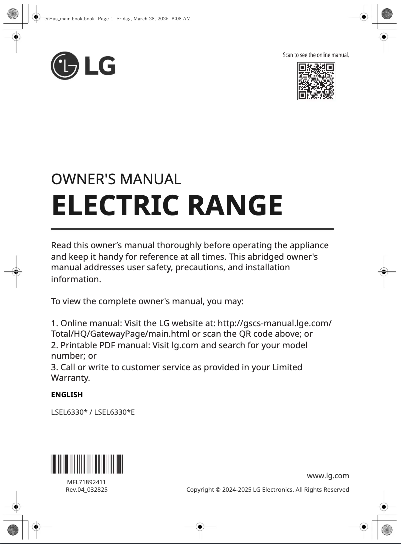 Page 1 of the manual User Manual LG LSEL6330S