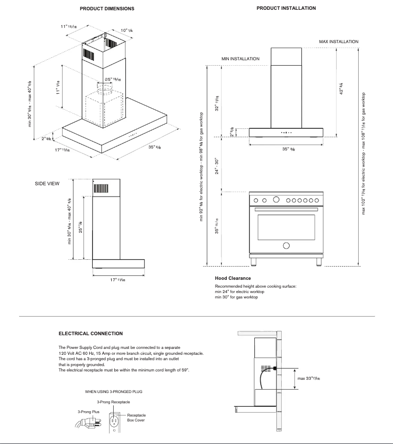 Page n°1 - Instructions / montage Bertazzoni KT36XT