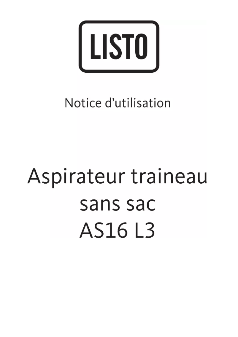 Page 1 de la notice Manuel utilisateur Listo AS16 L3