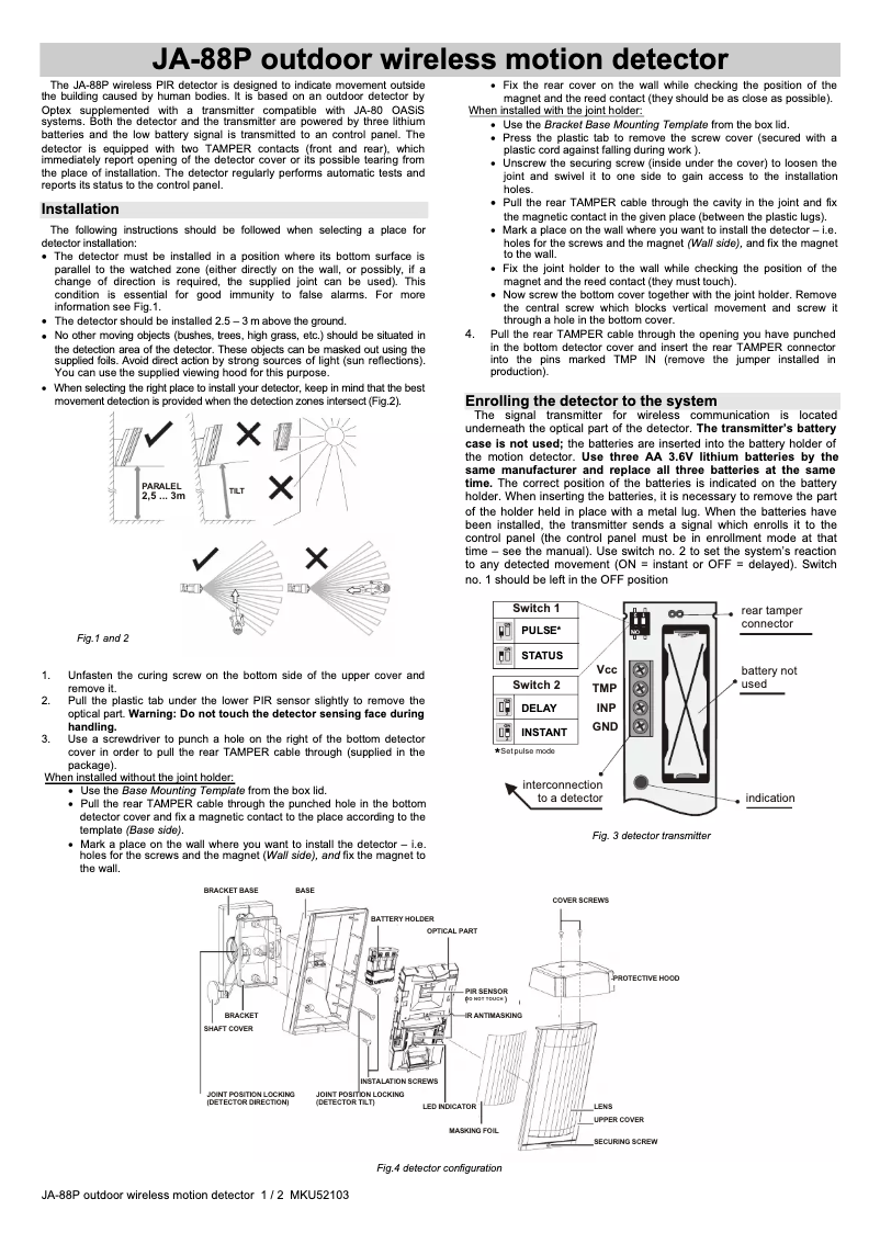 Page 1 de la notice Manuel utilisateur Joblotron JA-88P