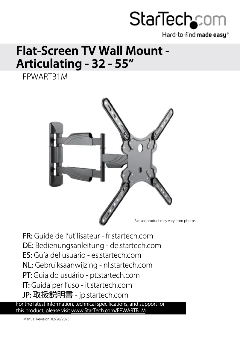 Page 1 de la notice Manuel utilisateur StarTech.com FPWARTB1M