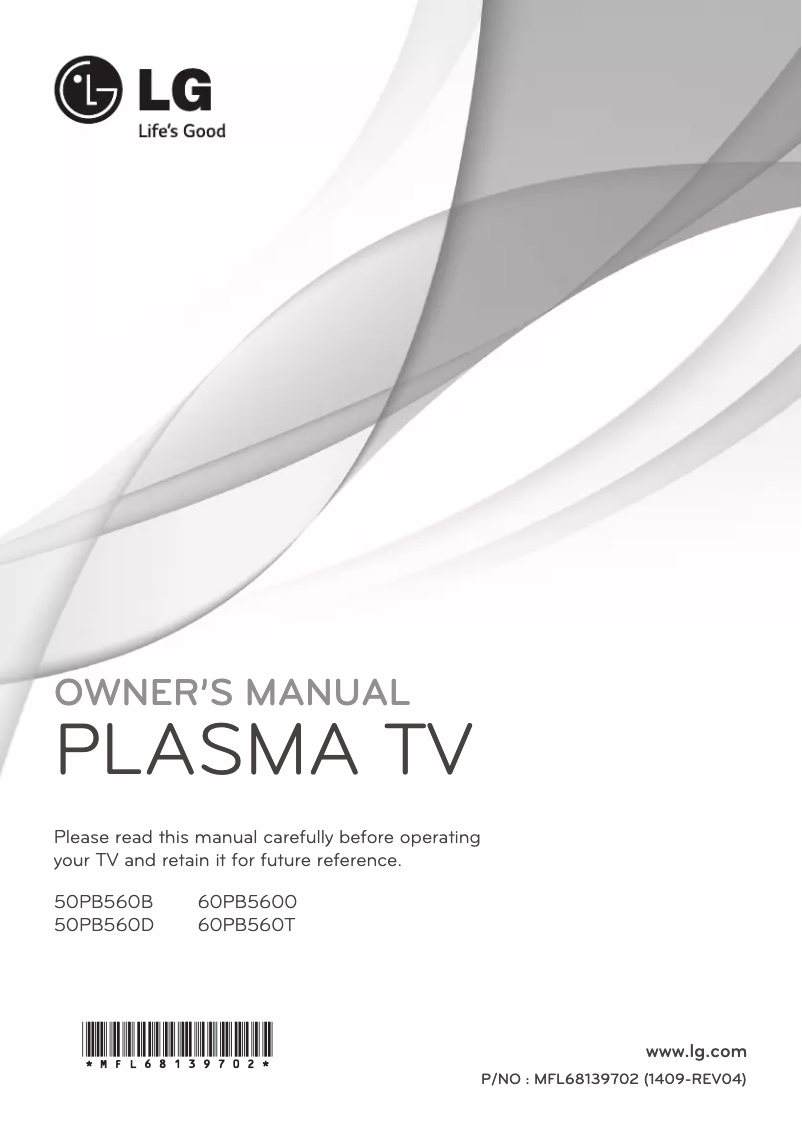 Page n°1 - Manuel utilisateur LG 60PB560T