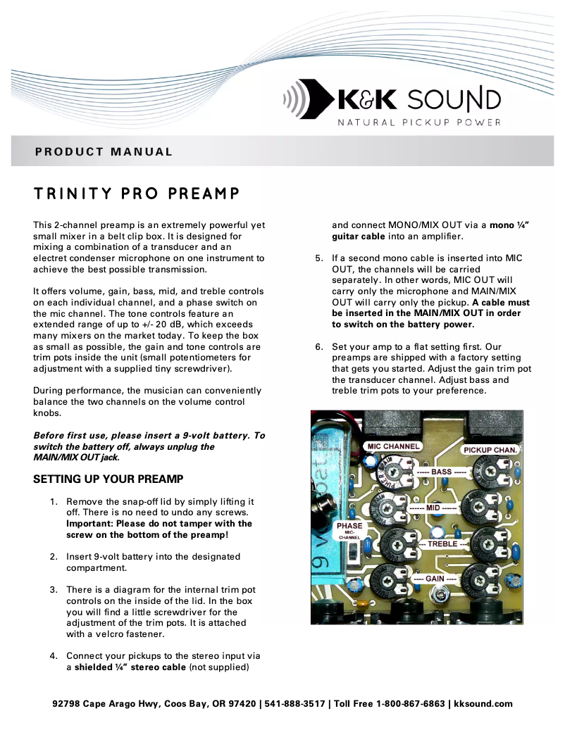 Image de la première page du manuel de l'appareil Trinity Pro Preamp