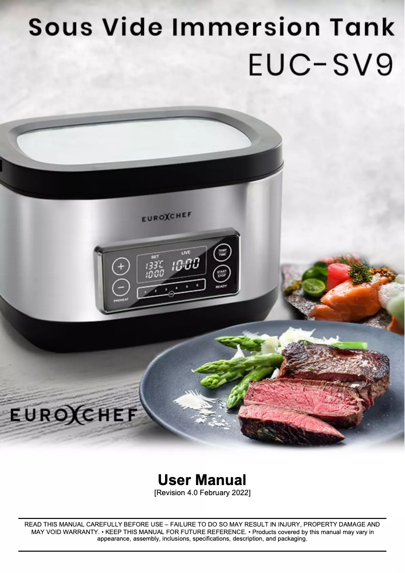 Page 1 de la notice Manuel utilisateur Eurochef EUC-SV9