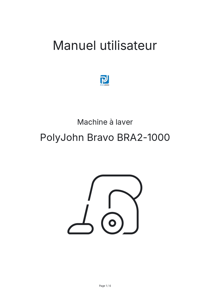 Image de la première page du manuel de l'appareil Bravo BRA2-1000