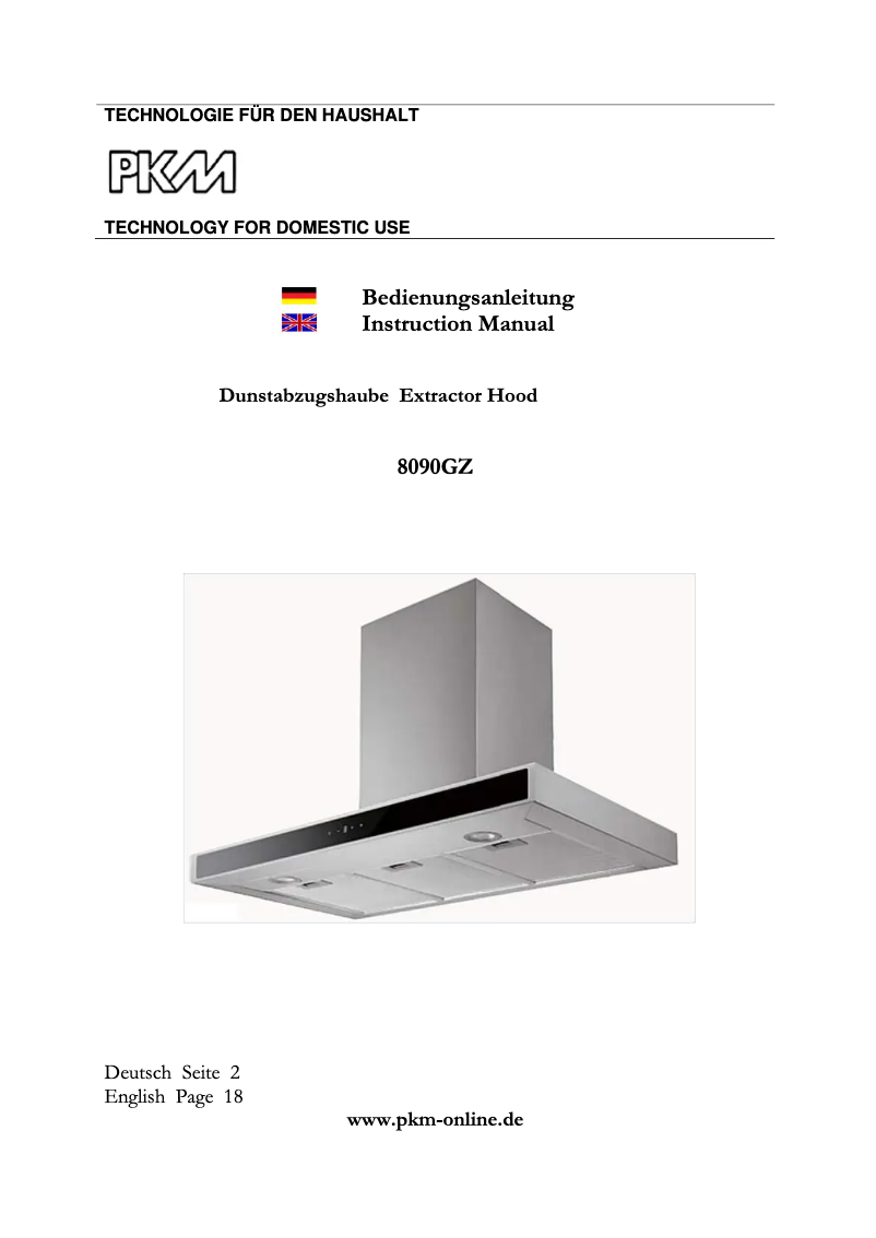 Page 1 de la notice Manuel utilisateur PKM 8090GZ