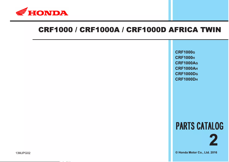 Page 1 de la notice Manuel utilisateur Honda Africa Twin CRF1000L (2016)