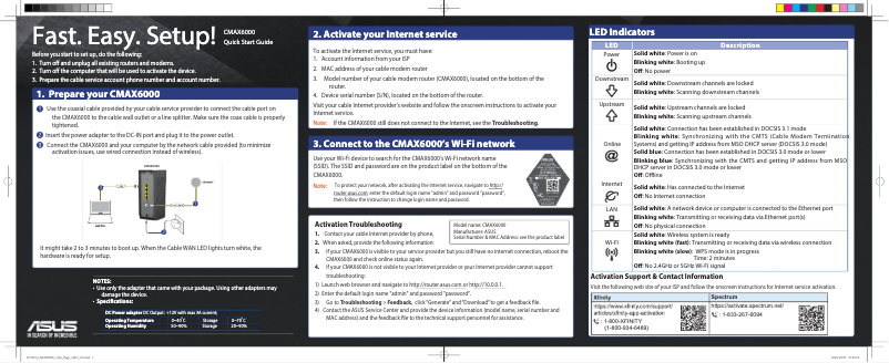 Page 1 de la notice Guide de démarrage rapide Asus CMAX6000