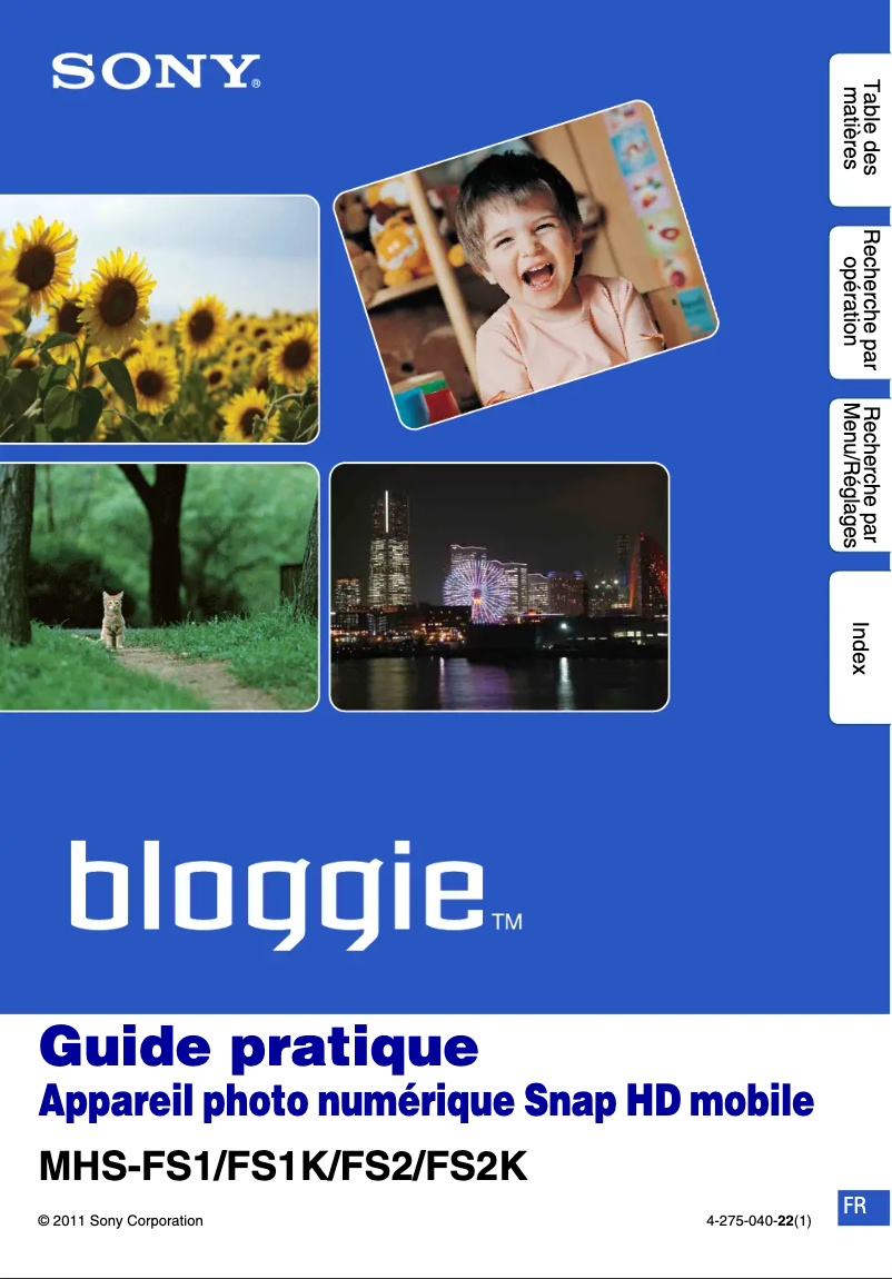 Image de la première page du manuel de l'appareil Bloggie MHS-FS2