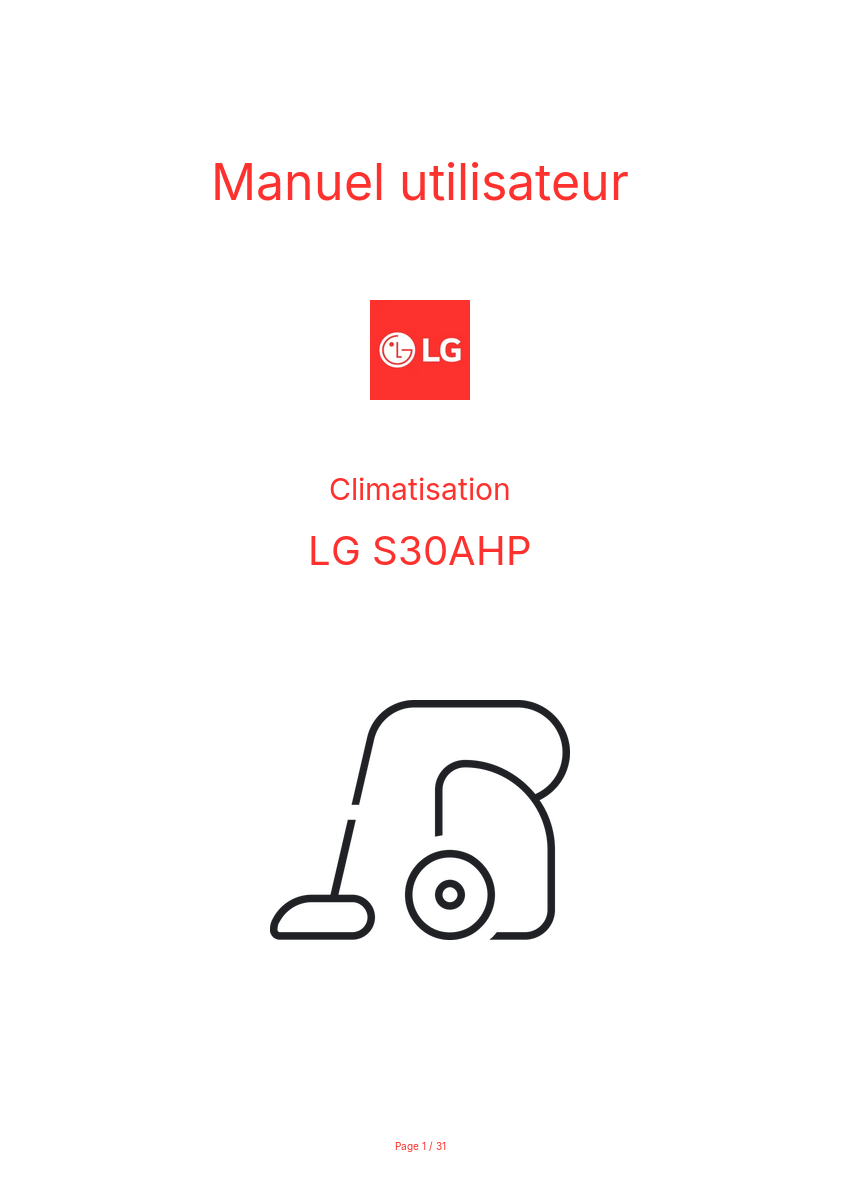 Image de la première page du manuel de l'appareil S30AHP