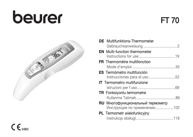 Page n°1 - Manuel utilisateur Beurer FT 70