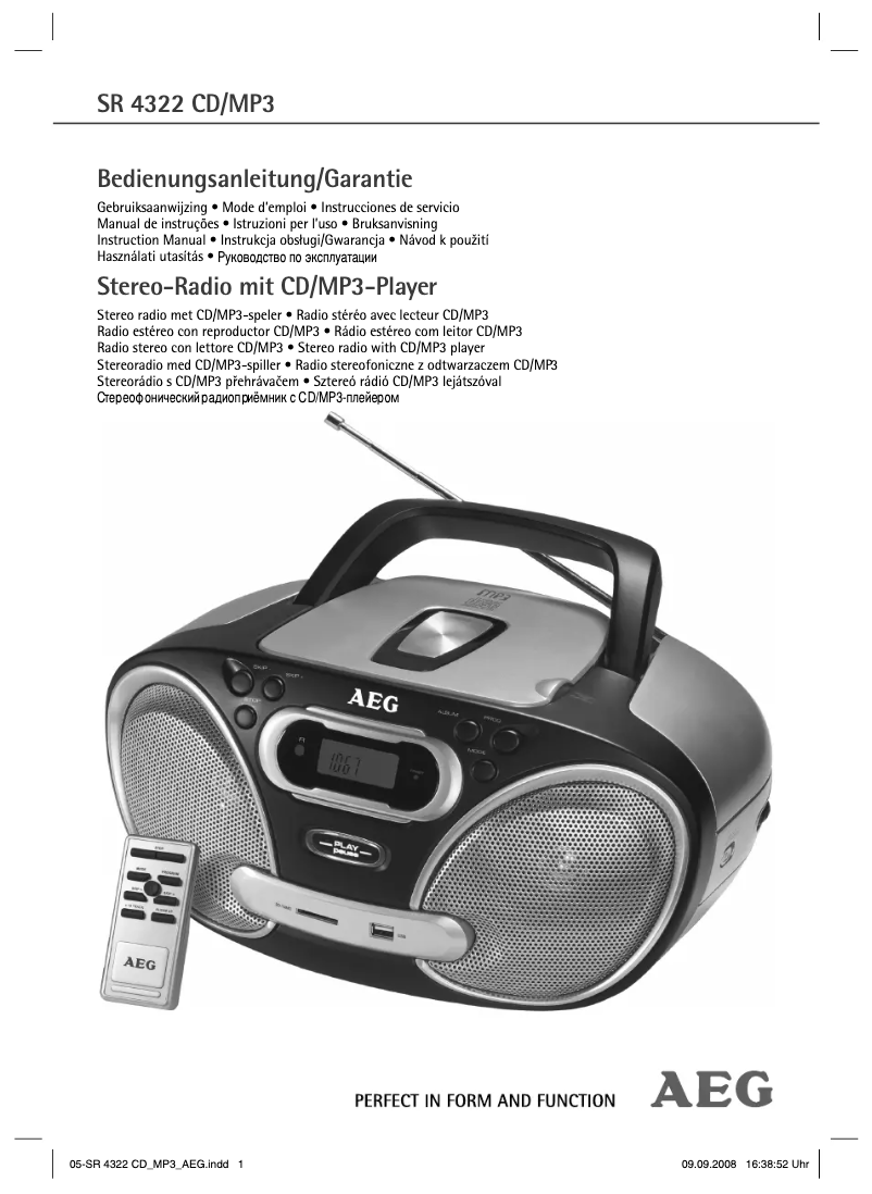 Image de la première page du manuel de l'appareil SR 4322 CD/MP3