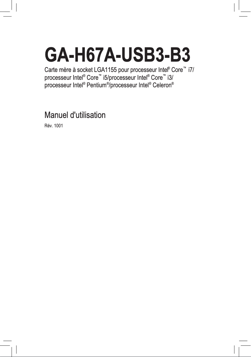 Page n°1 - Manuel utilisateur Gigabyte GA-H67A-USB3-B3