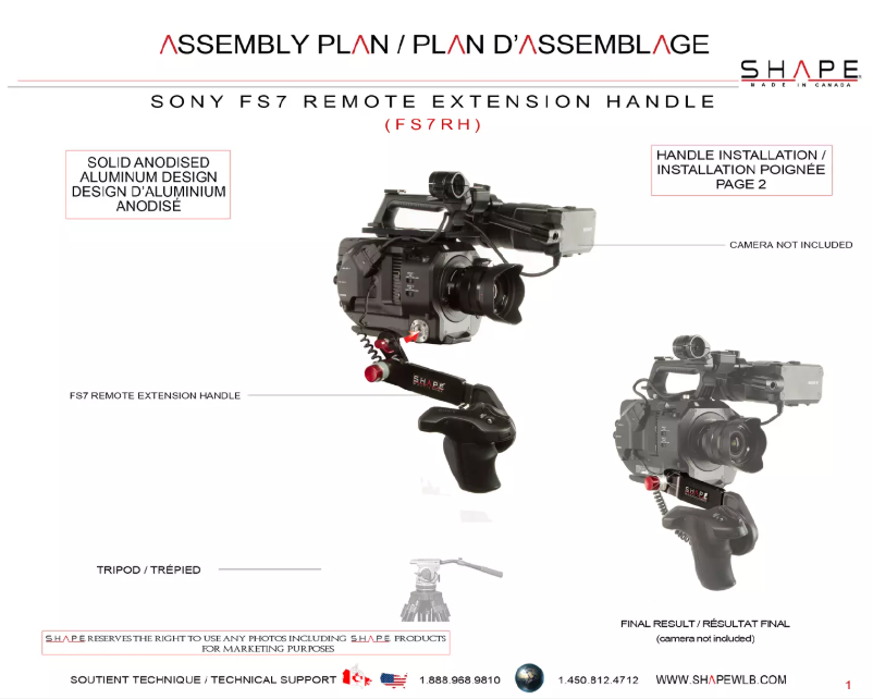 Page 1 de la notice Manuel utilisateur Shape FS7RH