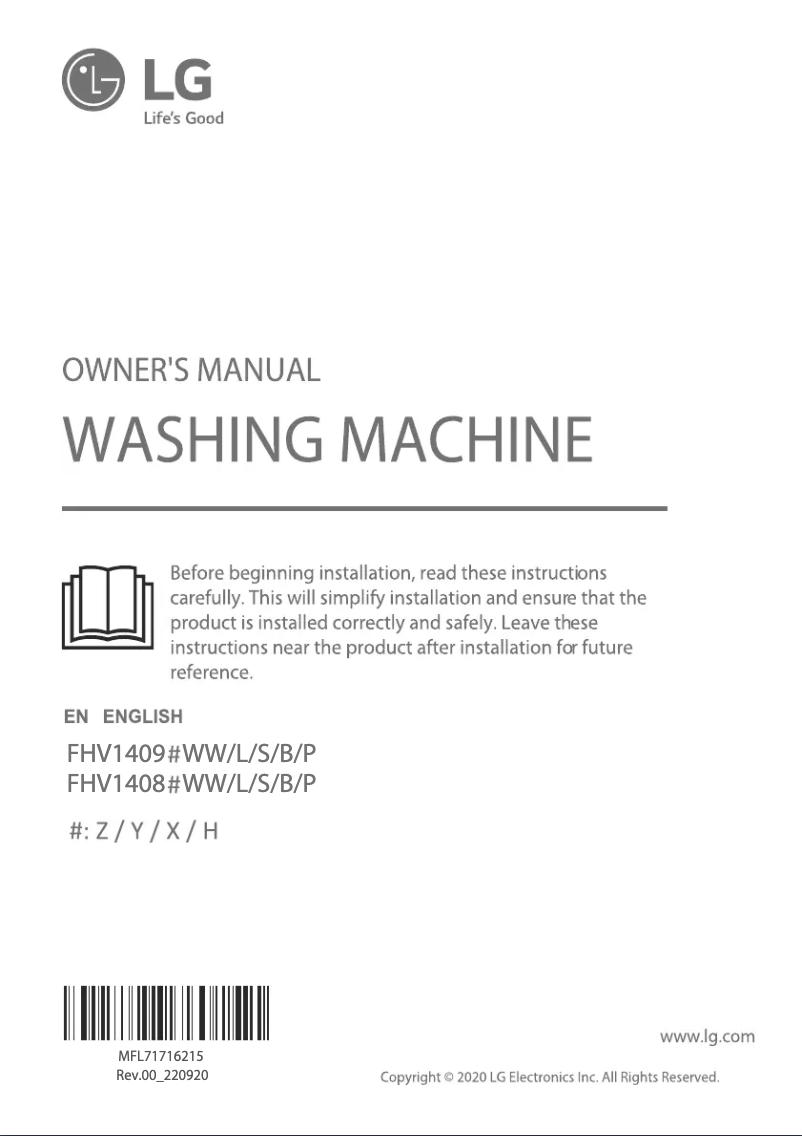 Page 1 de la notice Manuel utilisateur LG FHV1408ZWB