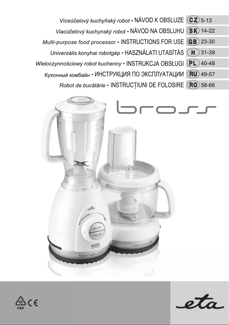 Page 1 de la notice Manuel utilisateur Eta Boss